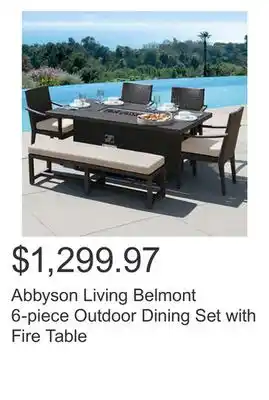 Costco Abbyson living belmont 6-piece outdoor dining set with fire table offer