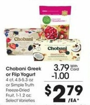 Kroger Chobani Greek Or Flip Yogurt offer