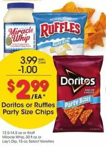 Kroger Doritos Or Ruffles Party Size Chips offer