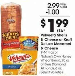 Kroger Velveeta Shells & Cheese Or Kraft Deluxe Macaroni & Cheese offer