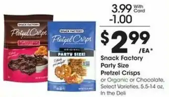 Kroger Snack Factory Party Size Pretzel Crisps offer