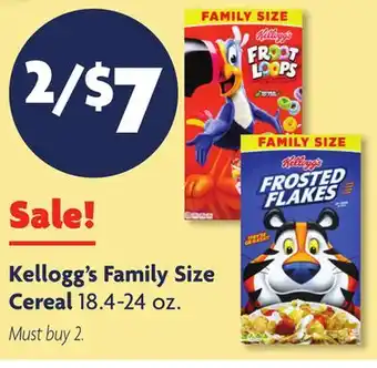 Family Dollar Kellogg's family size cereal offer