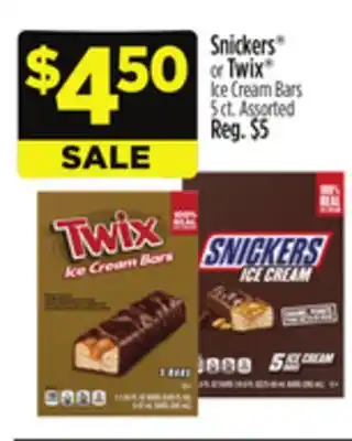 Dollar General Snickers or twix ice cream bars offer