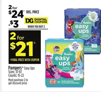 Dollar General Pampers easy ups offer