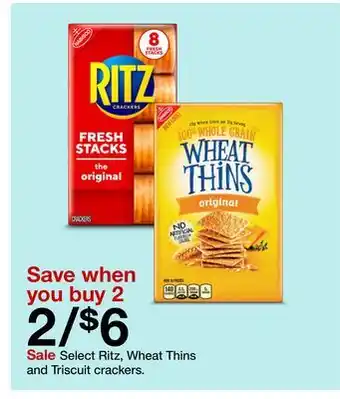 Target Select ritz, wheat thins and triscuit crackers offer