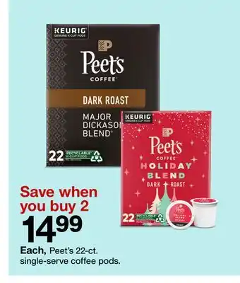 Target Each, peet's 22-ct. single-serve coffee pods offer
