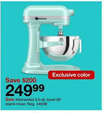 Target Kitchenaid 5.5-qt. bowl-lift stand mixer offer