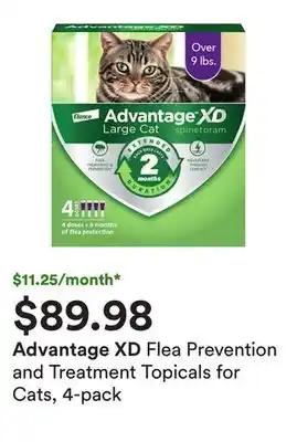Petco Flea prevention and treatment topicals for cats, 4-pack offer