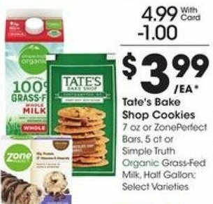 Kroger Tate's Bake Shop Cookies offer