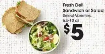 Kroger Fresh Deli Sandwich Or Salad offer