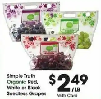 Kroger Simple Truth Organic Red, White Or Black Seedless Grapes offer