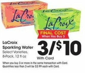 Kroger LaCroix Sparkling Water offer