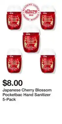 Bath & Body Works Japanese cherry blossom pocketbac hand sanitizer 5-pack offer