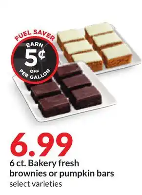 Hy-Vee 6 ct. bakery fresh brownies or pumpkin bars offer