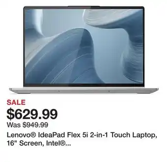 Office Depot Lenovo ideapad flex 5i 2-in-1 touch laptop, 16 screen, intel core i5, 16gb memory, 512gb solid state drive, wi-fi 6. windows offer