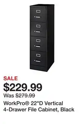 Office Depot Workpro 22d vertical 4-drawer file cabinet, black offer