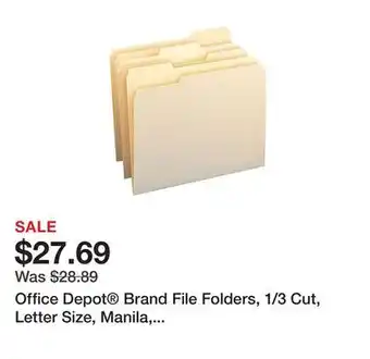 Office Depot Office depot brand file folders, 1/3 cut, letter size, manila, pack of 250 offer