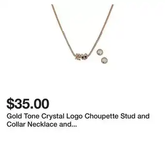 Belk Gold tone crystal logo choupette stud and collar necklace and earrings set offer
