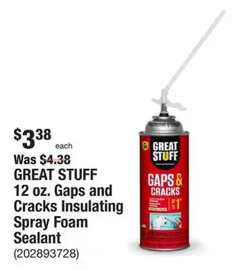 The Home Depot Great stuff 12 oz. gaps and cracks insulating spray foam sealant offer