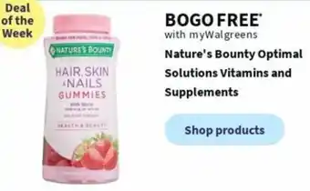 Walgreens Nature's Bounty Optimal Solutions Vitamins and Supplements offer