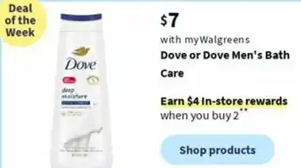 Walgreens Dove or Dove Men's Bath Care offer