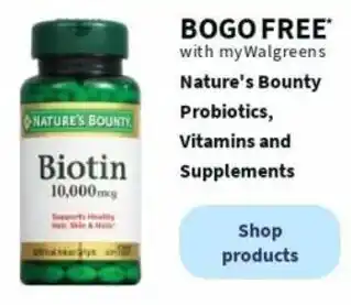 Walgreens Nature's Bounty Probiotics, Vitamins and Supplements offer