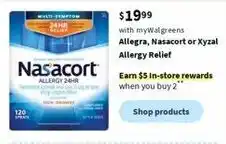 Walgreens Allegra, Nasacort or Xyzal Allergy Relief offer