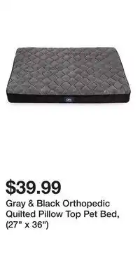 Big Lots Gray & black orthopedic quilted pillow top pet bed, (27 x 36) offer