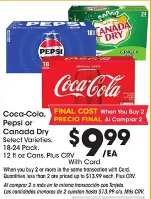 Ralphs Coca-cola, pepsi or canada dry offer