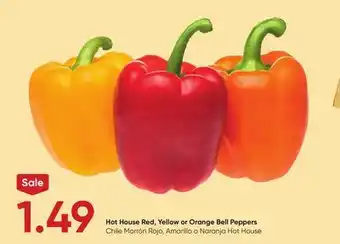Stater Bros Hot house red, yellow or orange bell peppers offer