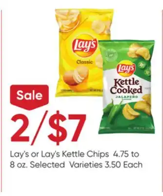Stater Bros Lay's or lay's kettle chips offer