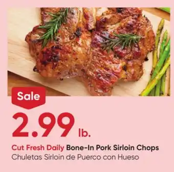 Stater Bros Bone-in pork sirloin chops offer