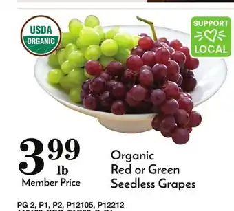 Pavilions Organic red or green seedless grapes offer