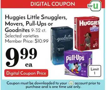 Pavilions Huggies little snugglers, movers, pull-ups or goodnites offer