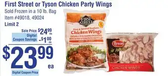 Smart & Final First street or tyson chicken party wings offer