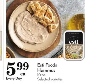 Pavilions Esti foods hummus offer