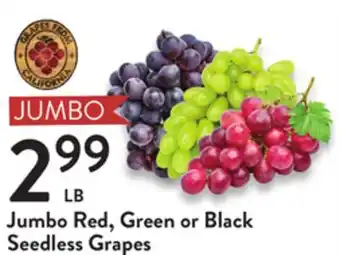 Fresh Thyme Jumbo red, green or black seedless grapes offer