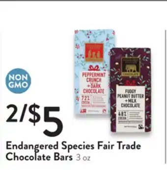 Fresh Thyme Endangered species fair trade chocolate bars offer