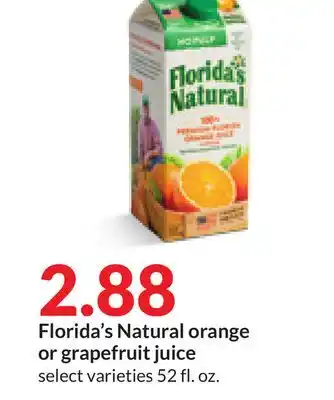 Hy-Vee Florida's natural orange or grapefruit juice offer