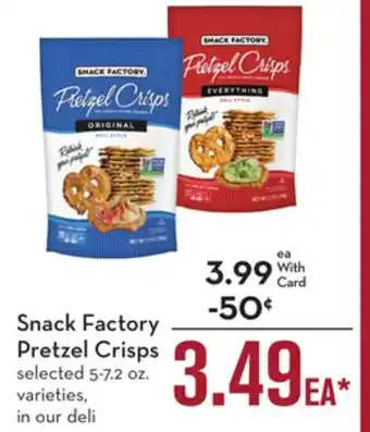 Mariano's Snack factory pretzel crisps offer