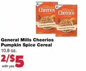 Family Fare General Mills Cheerios Pumpkin Spice Cereal 10.8 oz offer
