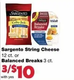 Family Fare Sargento String Cheese, Balanced Breaks offer