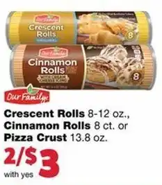 Family Fare Crescent Rolls 8-12 oz, Cinnamon Rolls Or Pizza Crust offer