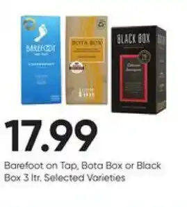 Stater Bros Barefoot on Tap, Bota Box or Black Box 3 ltr. Selected Varieties offer