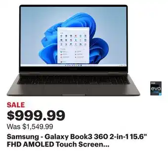 Best Buy Samsung - galaxy book3 360 2-in-1 15.6 fhd amoled touch screen laptop - intel 13th gen evo core i7-1360p - 16gb memory - 1tb offer