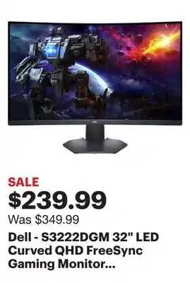 Best Buy Dell - s3222dgm 32 led curved qhd freesync gaming monitor (displayport, hdmi) - black offer