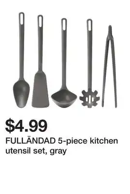 Fulländad 5-piece kitchen utensil set, gray