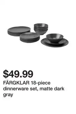 Ikea Färgklar 18-piece dinnerware set, matte dark gray offer