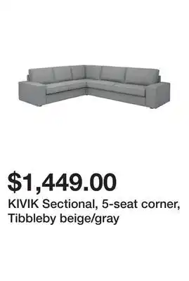 Ikea Kivik sectional, 5-seat corner, tibbleby beige/gray offer