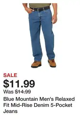 Tractor Supply Company Blue mountain men's relaxed fit mid-rise denim 5-pocket jeans offer